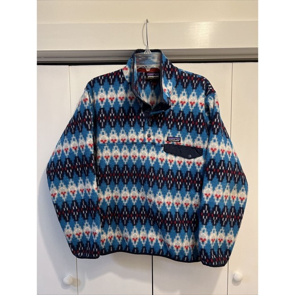 Patagonia Synchilla Snap-T Fleece Pullover Forest Carpet Deep Sea Blue Mens Sz S